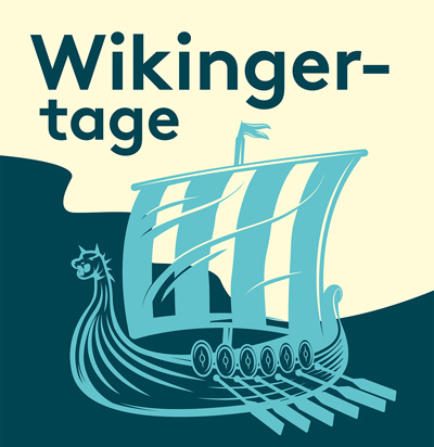 Illustration eines Wikingerbootes mit Drachenkopf