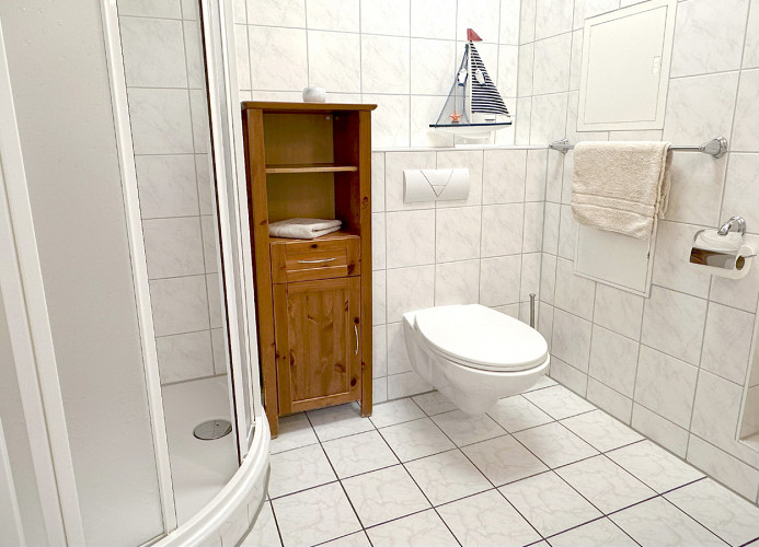 Dusche und WC im Bad